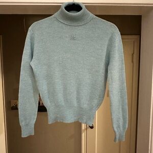 Courreges Light Blue Turtleneck Sweater S/M